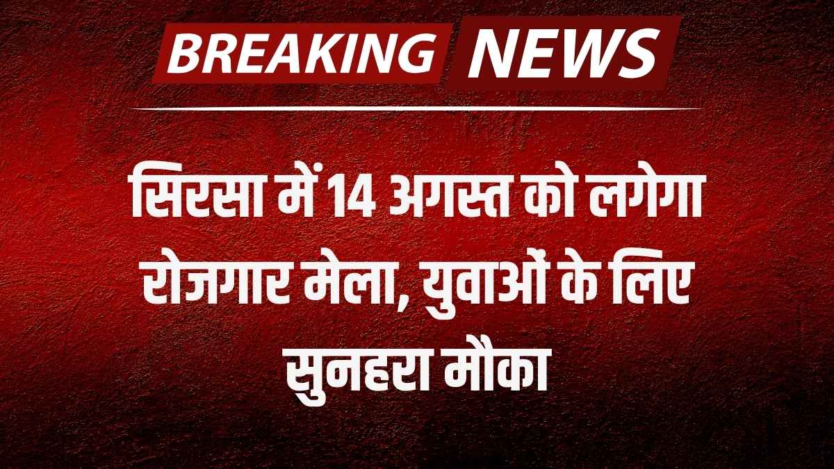सिरसा में 14 अगस्त को लगेगा रोजगार मेला, युवाओं के लिए सुनहरा मौका