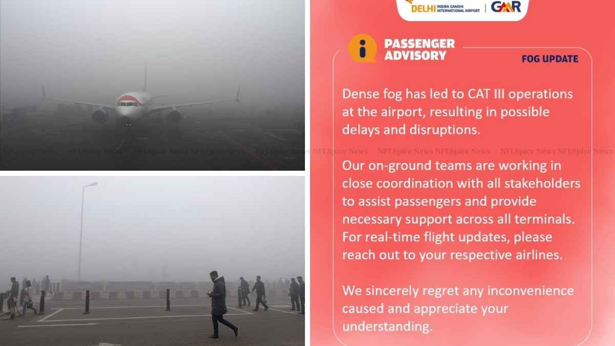 Delhi Fog Impact: घने कोहरे से उड़ानों पर ब्रेक, एयर इंडिया-इंडिगो-स्पाइसजेट ने जारी की एडवाइजरी Delhi Fog Impact: घने कोहरे से उड़ानों पर ब्रेक, एयर इंडिया-इंडिगो-स्पाइसजेट ने जारी की एडवाइजरी