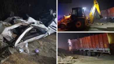 झज्जर में गुरुग्राम रोड पर खौफनाक हादसा: तुड़े से भरा ट्रक कार पर पलटा, 5 लोगों की मौत झज्जर में गुरुग्राम रोड पर खौफनाक हादसा: तुड़े से भरा ट्रक कार पर पलटा, 5 लोगों की मौत