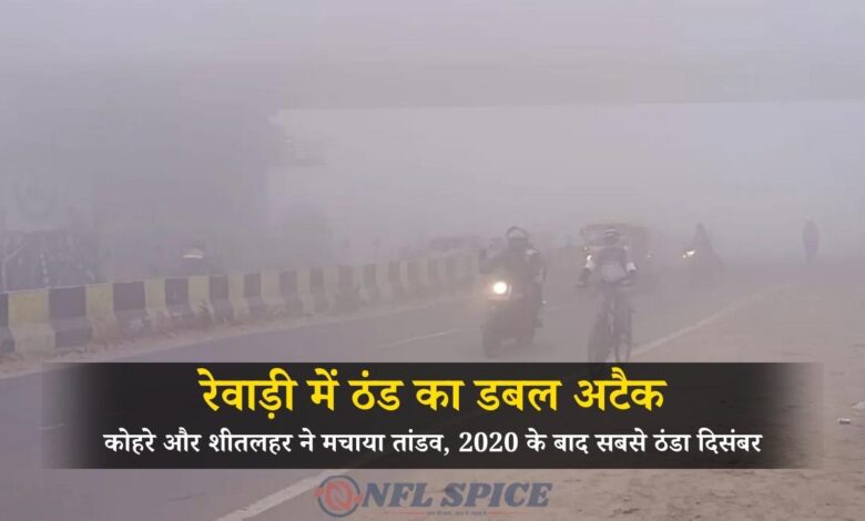 रेवाड़ी में ठंड का डबल अटैक: कोहरे और शीतलहर ने मचाया तांडव, 2020 के बाद सबसे ठंडा दिसंबर